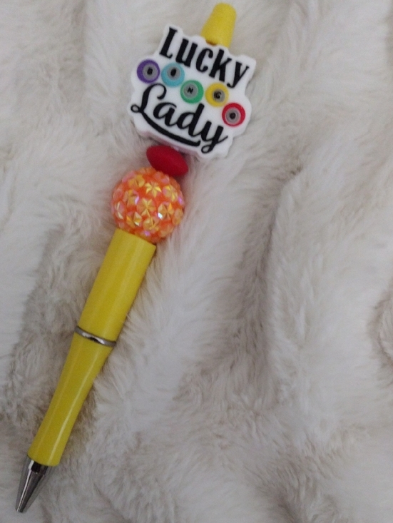 Handcrafted Other - Lucky Lady Yellow Bingo Decorative Pen